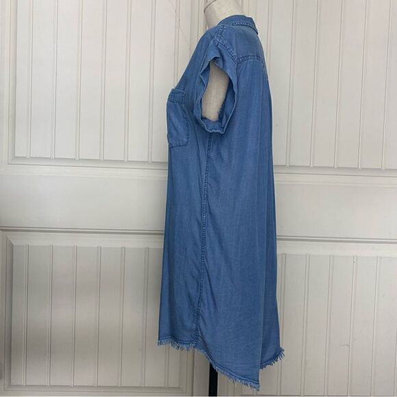 Thread & Supply Womens Collared Chambray Button Down Mini Shirt Dress Blue XS - Picture 9 of 13